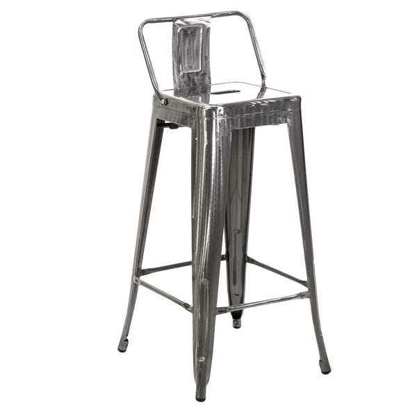 acquista Tabouret New Bristol avec dossier 42x42xh77/94 cm en fer galvanisé avec assise en bois