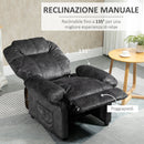 Poltrona Relax Reclinazione Manuale con Poggiapiedi Estraibile in Microfibra Nero  