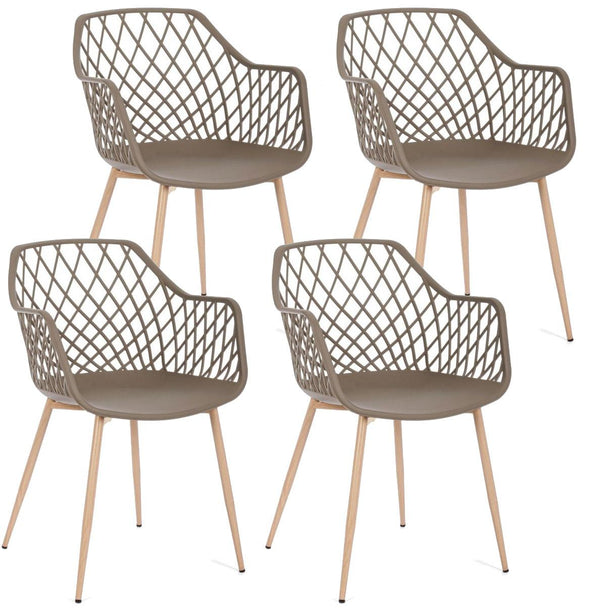 online Lot de 4 Chaises 58x54x85,5 cm en Plastique Gris Tourterelle