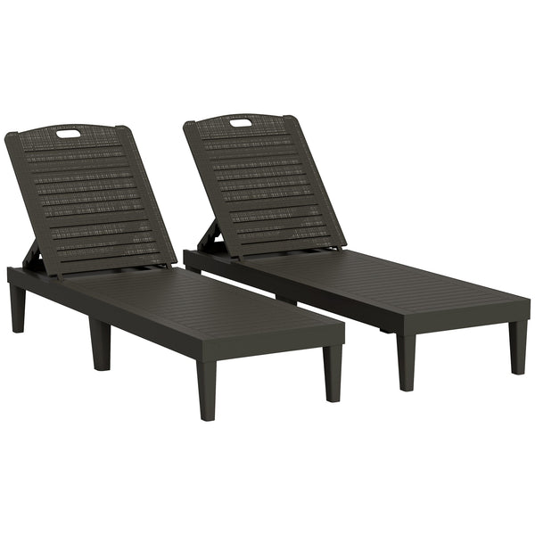 sconto Set 2 Lettini Prendisole con Schienale Regolabile Effetto Rattan a Doghe Nero