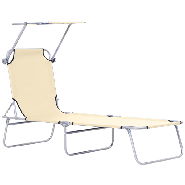 Lettino Prendisole da Giardino Pieghevole 187x58x36 cm in Metallo e Tessuto Oxford Beige sconto