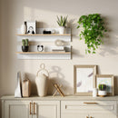 Set 2 Mensole da Parete 80x16,5x20 cm in Legno Bianco e color Legno      