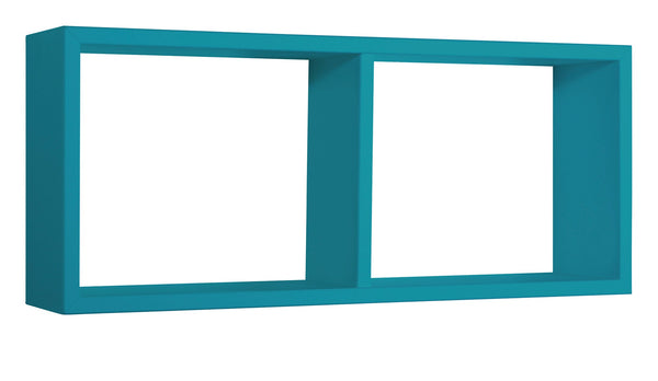Etagère rectangulaire 2 compartiments muraux 70x30x15,5 cm en fibre de bois Morgana bleu atoll sconto