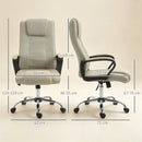 Sedia da Ufficio Ergonomica 62x76x110-119A cm Inclinabile Girevole con Poggiatesta in Tessuto Effetto Lino Beige      
