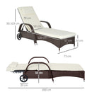 Lettino da Giardino Prendisole Relax in Rattan Sintetico Marrone 
