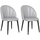 Set 2 Sedie da Pranzo Schienale a Conchiglia in Pelle PU Grigio Chiaro   