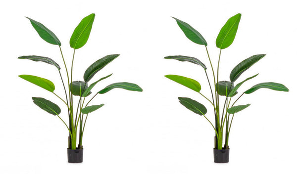 Set 2 Piante Artificiali Strelitzia 90x80x150 cm in Plastica con Vasi Verde online