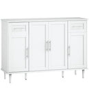 Credenza Buffet Elegante 120x38x86 cm con 2 Cassetti e 3 Armadietti in Legno Bianco      