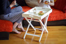 Tavolino Vassoio Pieghevole 64x40x52 cm Zeus in Legno Laccato Bianco