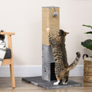 Albero Tiragraffi per Gatti 59,5x39x79 cm 2 Palline Giocattolo e Spazzola in Legno Iuta e Peluche Grigio  
