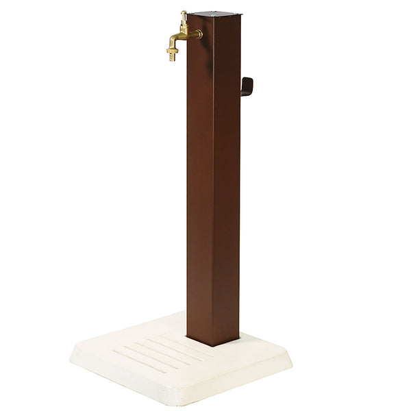 sconto Fontana Decorativa da Esterno con Base in Cemento e Rubinetto in Ottone45x45x97 cm Effetto Corten