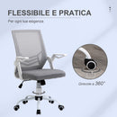 Sedia da Ufficio Ergonomica con Supporto Lombare 62,5x55x94-104 cm in Tessuto a Rete Grigio 