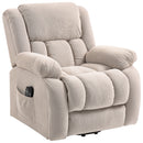 Poltrona Alzapersona Massaggiante e Reclinabile 93x104x105 cm con Telecomando in Tessuto Effetto Velluto Beige  
