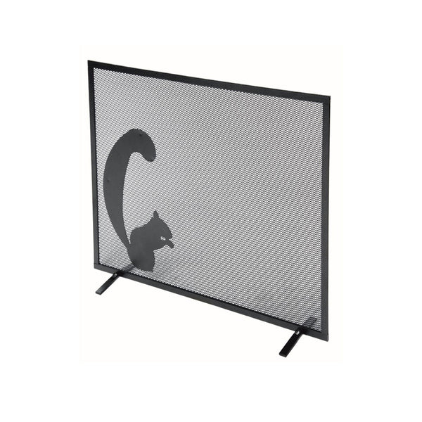 sconto Parascintille per Camino 60x50 cm Decorazione Scoiattolo in Ferro Verniciato Grigio Martellato