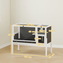 Gabbia per Conigli e Criceti da Interno 120x53x93 cm Rialzata con Vassoio Estraibile e Tetto Apribile in Legno Grigio      