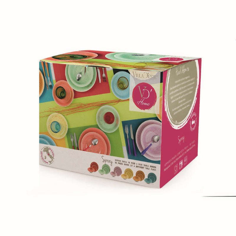 Servizio Piatti 18 Pezzi in Hard Dolomite Villa d'Este Spray