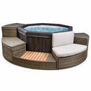 Vasca Idromassaggio Piscina Spa Ottavia Completa Set 5 Mobili 305x249x70 cm in PVC e Rattan Grigio e Marrone