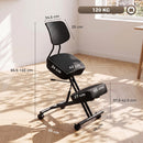 Sedia Ergonomica Posturale 46x85x85,5-103 cm Regolabile con Schienale e Ruote Nero      