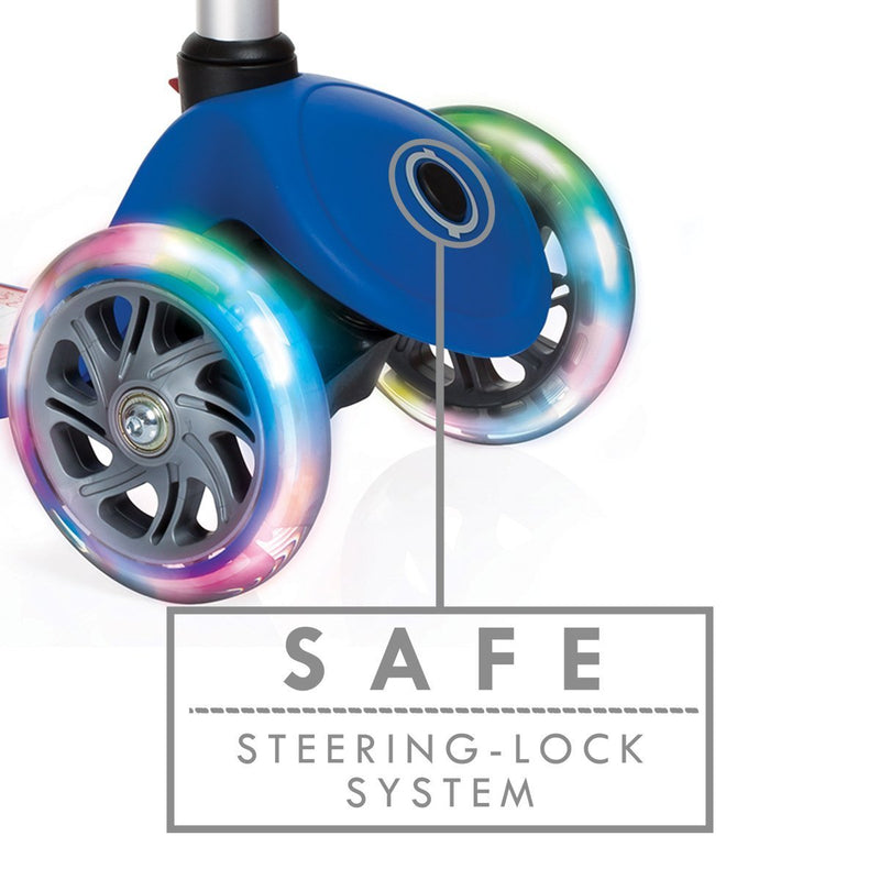 Monopattino a 3 Ruote a LED 3 Altezze Max 50Kg Globber PRIMO Fantasy Lights Up Racing Blu
