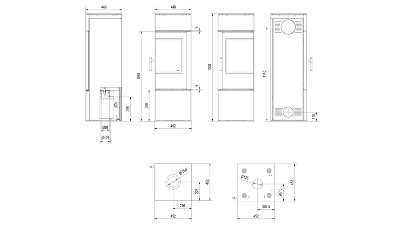 Stufa a Legna 5,5/10KW in Acciaio Flig Stanton Nera