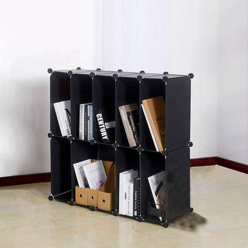 Scarpiera Modulare 10 Scomparti 39x35x170 cm in PVC Nero e Bianco