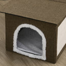 Cuccia Casetta per Gatti 65x41x45,5 cm in MDF Finto Lino e Sisal Marrone