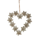 Set 6 Cuore con Metallo C Stelle H15 cm Oro