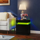 Set 2 Comodini 45x35x52 cm LED a 16 Colori e 4 Modalità con 2 Cassetti in Legno Nero      