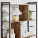 Libreria Industriale 77x30x157,5 cm a 5 Ripiani con Scomparti Aperti in Laminato e Acciaio Marrone Rustico e Nero      