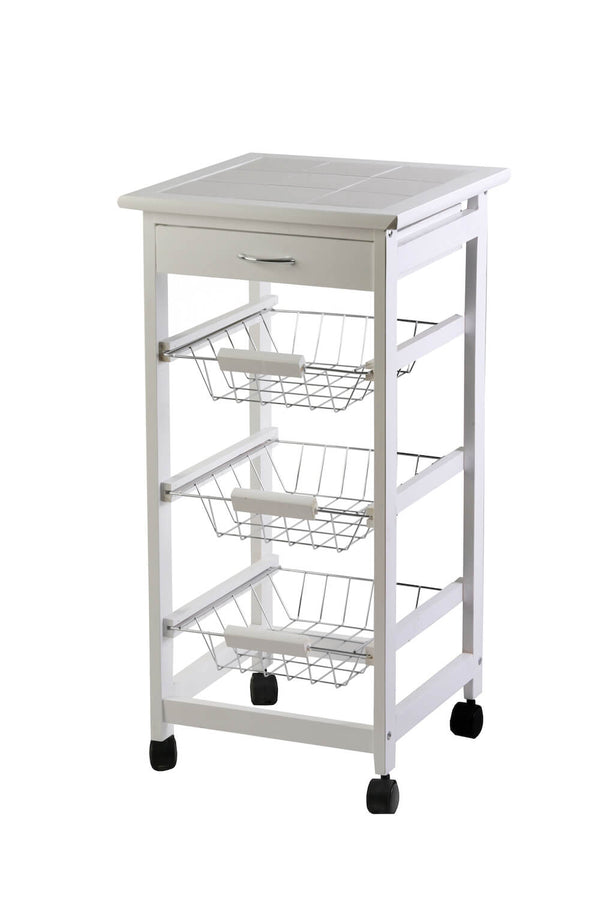 Desserte de Cuisine en Bois Blanc 3 Paniers Tosini A308-28S online