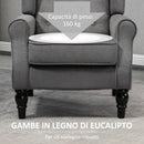 Poltrona da Salotto in Stile Francese 74x86x102 cm con Cuscini Sfoderabili Gambe in Legno Grigio  