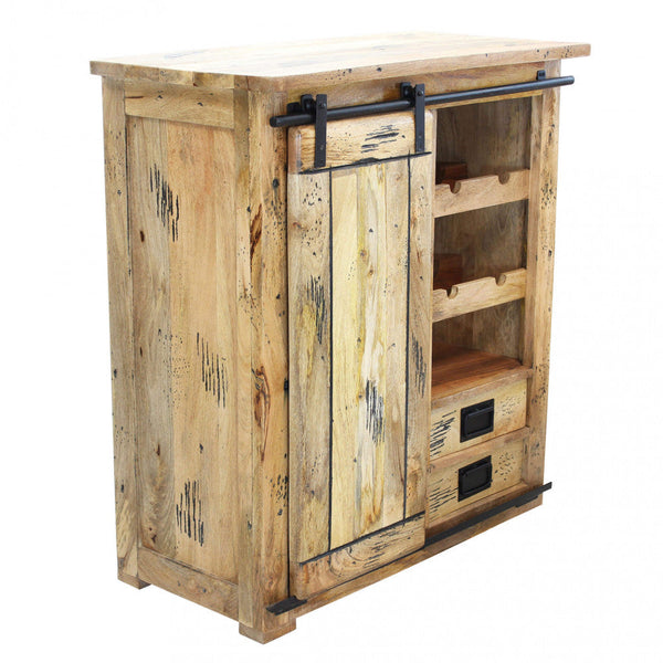Meuble Cave Porte Bouteilles 1 Porte 2 Étagères et Tiroirs 90x45x100 h cm en Bois sconto