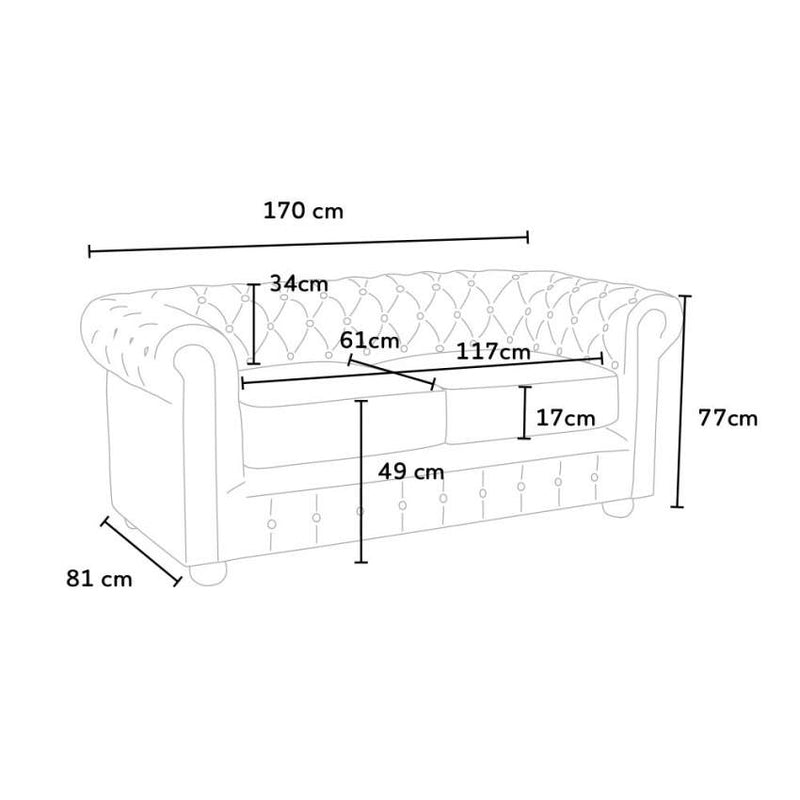 Divano 2 Posti 170x81x77 cm in Similpelle Marrone