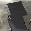 Set 2 Sdraio da Giardino 187x58x36 cm Pieghevoli con Tettuccio Regolabile in Tessuto Oxford e Metallo Grigio      