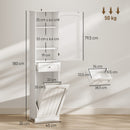 Mobile Bagno a Colonna 45x30x180 cm con Cesto Portabiancheria Ribaltabile in MDF Bianco      