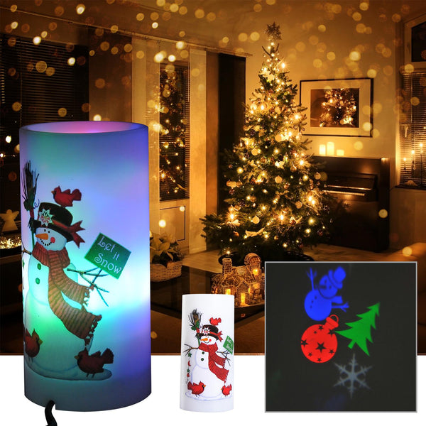 acquista Bougie de Noël LED avec Projecteur 4 Effets Lumineux Blanc Ø7x15 cm