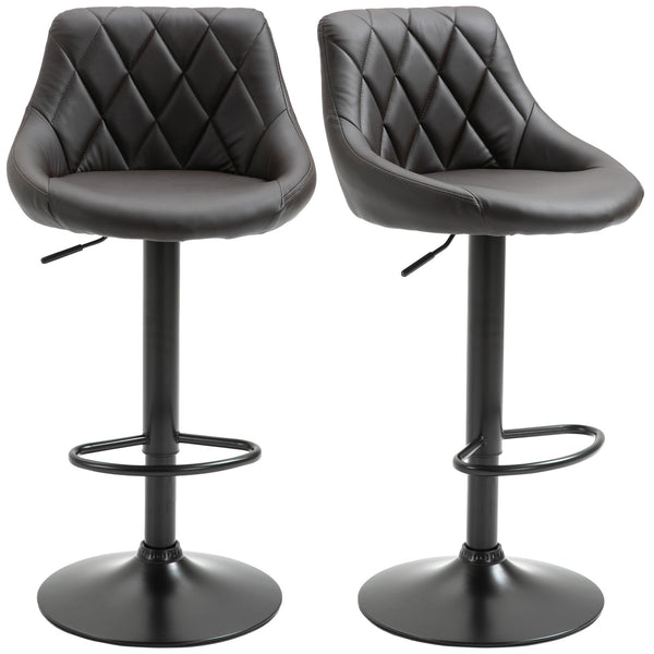prezzo Lot de 2 Tabourets de Bar 46,5x48x84,5-106,5 cm en Simili Cuir Marron