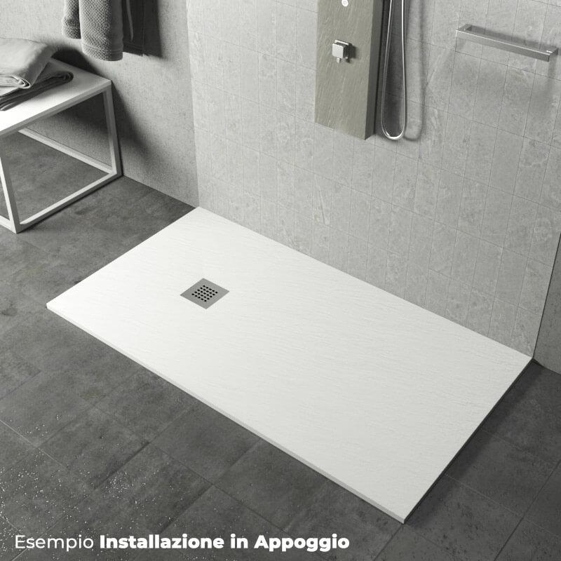 Piatto Doccia in Pietra  Pedrinelli Ardesia Stone Side Bianco Varie Misure