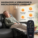 Divano 2 Posti Reclinabile Elettrico 135° 145x91x102 cm con Massaggio e Riscaldamento in Tessuto Effetto Pelle Grigio      