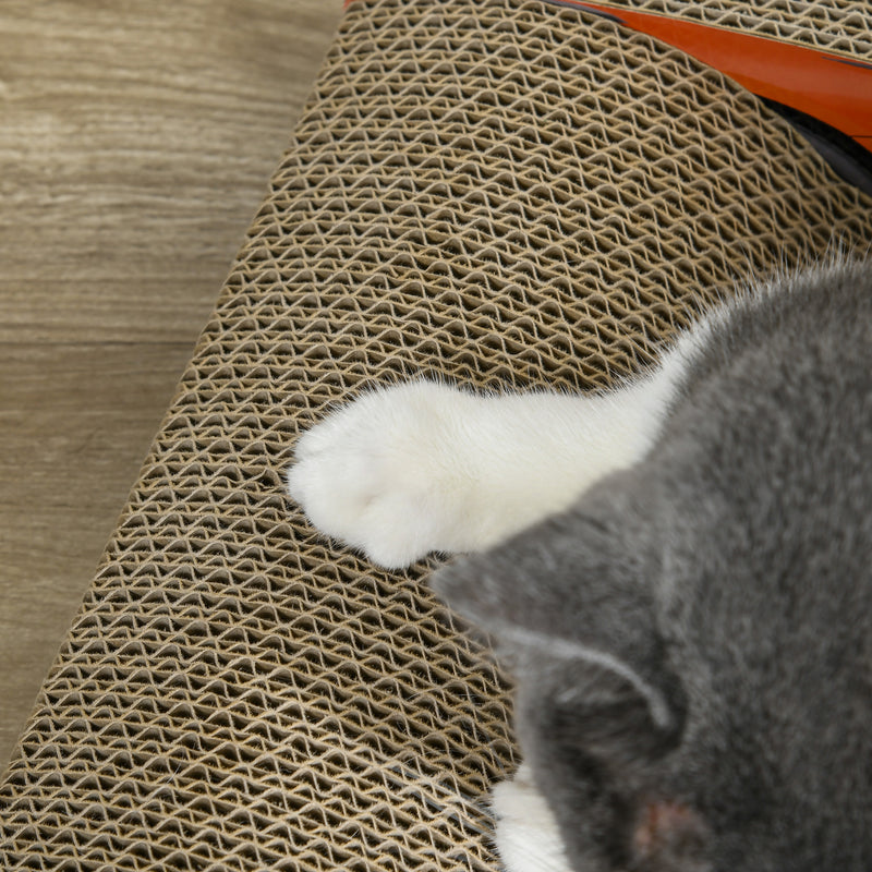 Tiragraffi per Gatti a forma di Auto 50x30x12,5 cm in Cartone Ondulato con Erba Gatta Rosso 