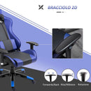 Sedia da Gaming in Similpelle con Sostegno Lombare e Collo Nera e Blu 