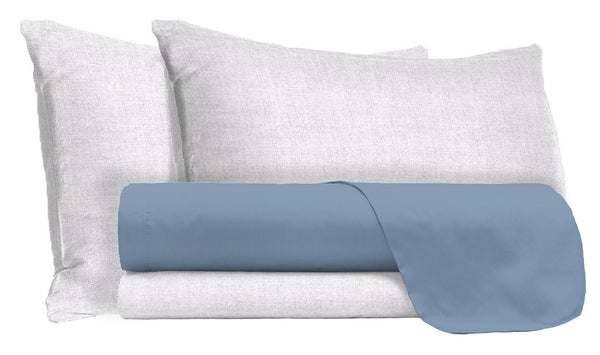 sconto Ensemble de draps et taies d'oreiller en coton bleu ciel différentes tailles