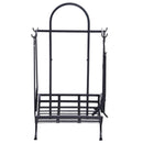 Portalegna Legnaia in Ferro 45x40x78 cm Max 100Kg con Attrezzi  Nero