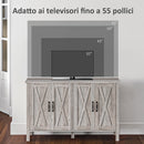 Credenza Stile Rustico Mobile Basso Multiuso 4 Ante 120x37x75 cm Grigio  