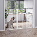 Cancelletto per Cani a 3 Pannelli Pieghevoli 206x120 cm Doppio Blocco in Acciaio e Plastica Bianco  