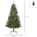 Albero di Natale Artificiale 180 cm 634 Rami 217 LED  Pino Verde
