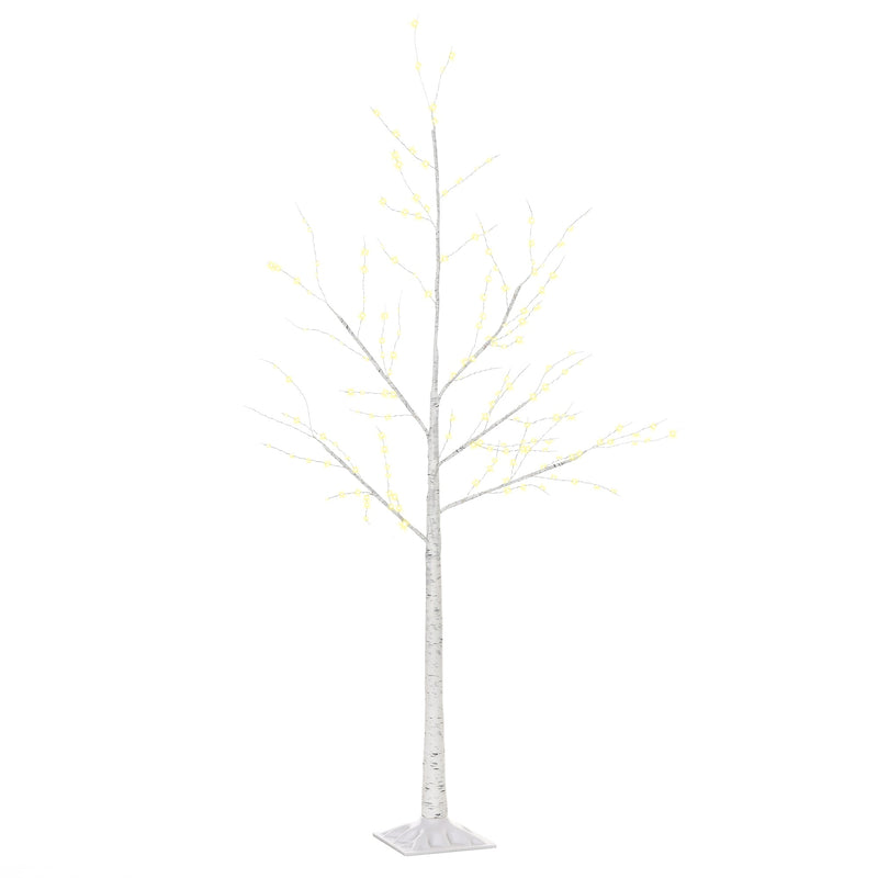 Albero di Natale Bianco con Luci LED 20x20x150 Base Quadrata in Acciaio e Polipropilene