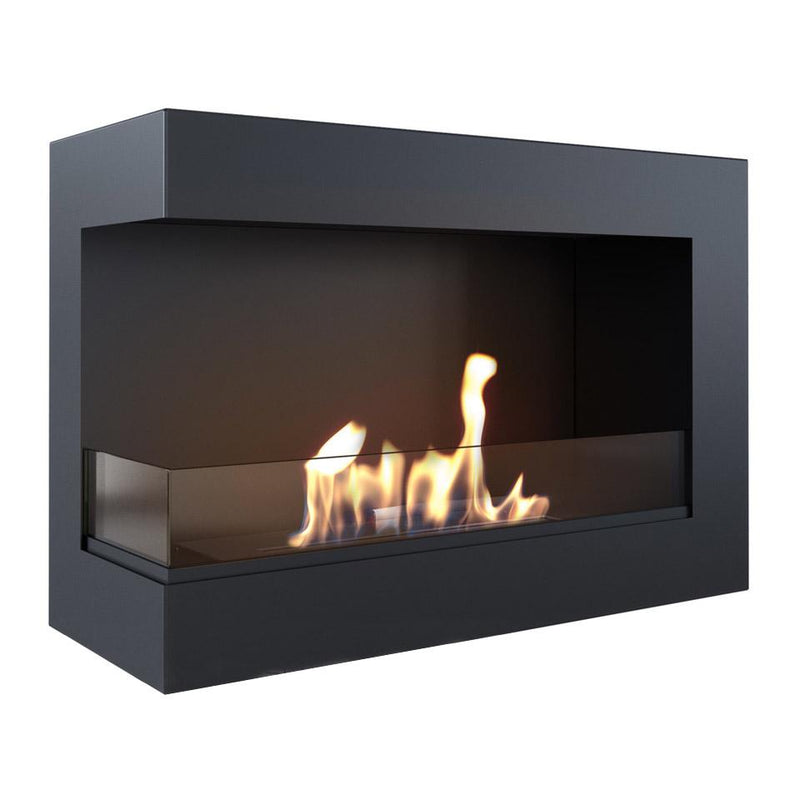 Camino a Bioetanolo da Incasso 70x48 cm con Vetro Flig Tampa Nero Angolo a Sinistra