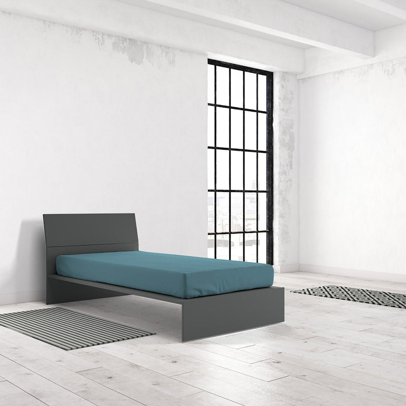 Lenzuolo Sotto con Angoli ed Elastico Tinta Unita in Cotone Ottanio Varie Misure