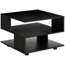 Tavolino da Caffè Asimmetrico 60x60x45 cm con Ripiani e Piedini Regolabili in Legno Nero